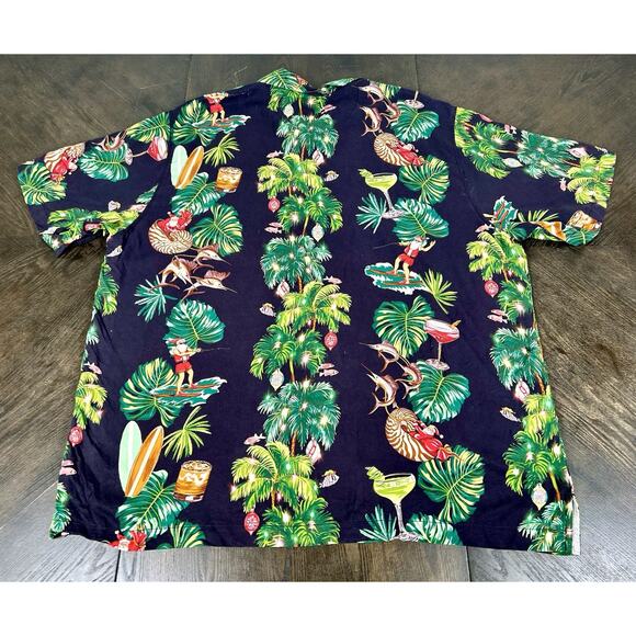 Tommy Bahama Shirt Men's 2XL Hawaiian Santa Print AOP Surfer Silk Camp Holiday - Picture 13 of 15